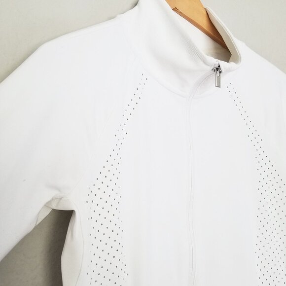 Athleta Chakra Jacket In Powervita Bright White Size M Two Way Zip Sporty $148 - Picture 13 of 16